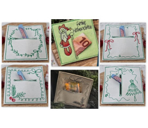 ADVENTSKALENDER 5. Dezember - Stickserie - 6 Geld- oder Gutscheinkartenhülle Weihnachten